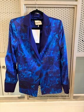 Blue Printed Men's Blazer - Single-Button Tailored Sport Coat